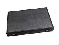 Manopoulos Classic Black Leatherette Backgammon Set (19-inch)