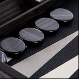 Manopoulos Classic Black Leatherette Backgammon Set (19-inch)