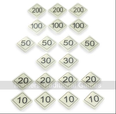 Set of 20 Bar Billiards Table Numbers (plastic diamond shaped for tables with 1 x 30 and 2 x 10 holes)