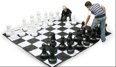 Garden Games Giant Chess Set with PVC Chessboard / Mat (64cm King, 3 Metre Mat)