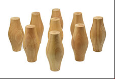 Set of 9 Bristol Skittle Pins (10 x 4.5 inch, Laminated Rubberwood)